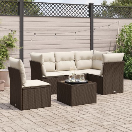 Set sofás de jardín 6 piezas y cojines ratán sintético marrón de , Conjuntos de jardín - Ref: Foro24-3217653, Precio: 402,69 ...