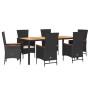 Set de comedor de jardín 7 pzas y cojines ratán sintético negro de , Conjuntos de jardín - Ref: Foro24-3277515, Precio: 931,3...