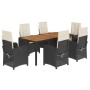 Set de comedor de jardín 7 pzas y cojines ratán sintético negro de , Conjuntos de jardín - Ref: Foro24-3212227, Precio: 821,9...