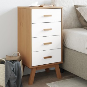 Mesita de noche OLDEN madera maciza de pino blanco y marrón de , Mesitas de noche - Ref: Foro24-358587, Precio: 117,70 €, Des...