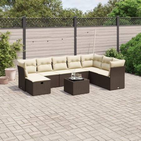 Set de sofás de jardín 9 pzas y cojines ratán sintético marrón de , Conjuntos de jardín - Ref: Foro24-3263289, Precio: 569,91...