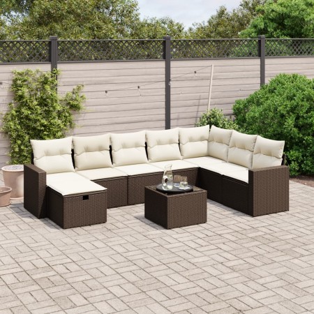 Set de sofás de jardín 9 pzas y cojines ratán sintético marrón de , Conjuntos de jardín - Ref: Foro24-3263599, Precio: 561,36...