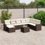 Set de sofás de jardín 9 pzas y cojines ratán sintético marrón de , Conjuntos de jardín - Ref: Foro24-3263599, Precio: 561,36...