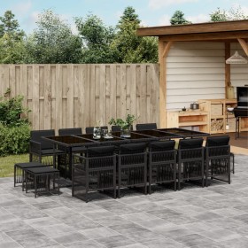 Set comedor de jardín con cojines 15 pzas ratán sintético negro de , Conjuntos de jardín - Ref: Foro24-3210991, Precio: 774,5...