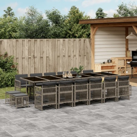 Set comedor de jardín 17 pzas y cojines ratán sintético gris de , Conjuntos de jardín - Ref: Foro24-3211004, Precio: 1,00 €, ...