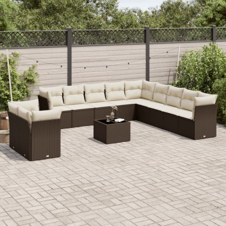 Set de sofás de jardín y cojines 12 pzas ratán sintético marrón de , Conjuntos de jardín - Ref: Foro24-3249732, Precio: 866,1...