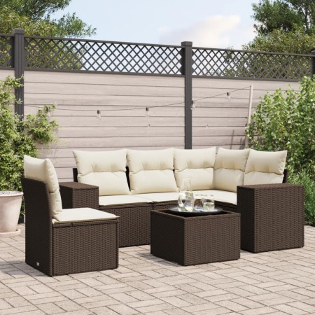 Set sofás de jardín 6 piezas y cojines ratán sintético marrón de , Conjuntos de jardín - Ref: Foro24-3222582, Precio: 423,16 ...