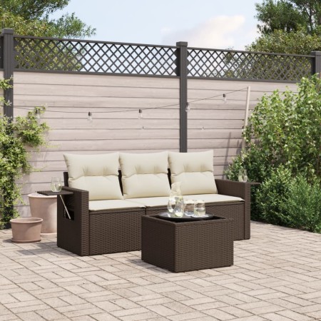 Set de sofás de jardín 4 pzas y cojines ratán sintético marrón de , Conjuntos de jardín - Ref: Foro24-3252210, Precio: 277,33...