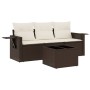 Set de sofás de jardín 4 pzas y cojines ratán sintético marrón de , Conjuntos de jardín - Ref: Foro24-3252210, Precio: 277,33...