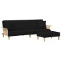 Sofá cama de 2 plazas con almohadas y taburete terciopelo negro de , Sofás - Ref: Foro24-3216217, Precio: 311,61 €, Descuento: %
