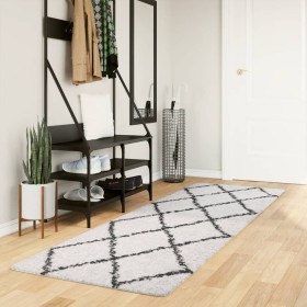 Alfombra de pelo largo moderna PAMPLONA crema y negro 80x250 cm de , Alfombras - Ref: Foro24-375363, Precio: 34,35 €, Descuen...