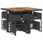 Set de comedor de jardín 9 pzas y cojines ratán sintético negro de , Conjuntos de jardín - Ref: Foro24-3211323, Precio: 370,7...
