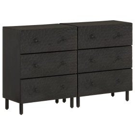 Armarios auxiliares 2 pzas madera maciza mango negro 60x33x75cm de , Aparadores - Ref: Foro24-3206283, Precio: 300,25 €, Desc...
