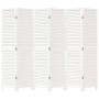 Biombo separador de 6 paneles madera maciza Paulownia blanco de , Divisores de ambientes - Ref: Foro24-358842, Precio: 186,39...