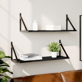 Estantes de pared 2 uds madera ingeniería negro 80x25x25,5 cm de , Estantes y estanterías - Ref: Foro24-836338, Precio: 44,17...