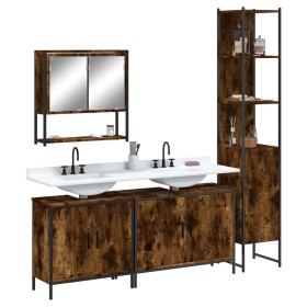 Set de muebles baño 4 pzas madera contrachapada roble ahumado de , Muebles de baño - Ref: Foro24-3214692, Precio: 248,99 €, D...