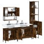 Set de muebles baño 4 pzas madera contrachapada roble ahumado de , Muebles de baño - Ref: Foro24-3214692, Precio: 248,99 €, D...
