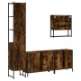 Set de muebles baño 4 pzas madera contrachapada roble ahumado de , Muebles de baño - Ref: Foro24-3214692, Precio: 248,99 €, D...