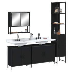 Juego de muebles de baño 4 pzas madera contrachapada negro de , Muebles de baño - Ref: Foro24-3214690, Precio: 242,50 €, Desc...