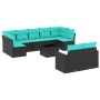 Set de sofás de jardín 10pzas con cojines ratán sintético negro de , Conjuntos de jardín - Ref: Foro24-3219417, Precio: 768,1...