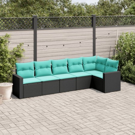 Set de sofás de jardín 6 pzas con cojines ratán sintético negro de , Conjuntos de jardín - Ref: Foro24-3218977, Precio: 474,3...