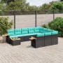 Set de sofás de jardín 11 pzas y cojines ratán sintético negro de , Conjuntos de jardín - Ref: Foro24-3227205, Precio: 815,60...