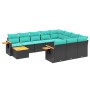 Set de sofás de jardín 11 pzas y cojines ratán sintético negro de , Conjuntos de jardín - Ref: Foro24-3227205, Precio: 815,60...