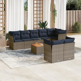 Set de sofás de jardín 9 pzas con cojines ratán sintético gris de , Conjuntos de jardín - Ref: Foro24-3256068, Precio: 684,99...