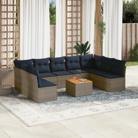 Set de sofás de jardín 10 pzas con cojines ratán sintético gris de , Conjuntos de jardín - Ref: Foro24-3256124, Precio: 681,4...