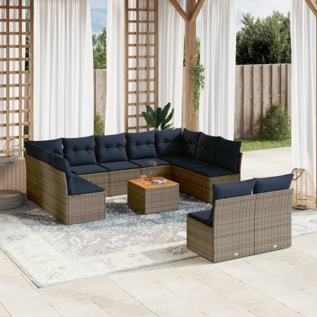Set sofás de jardín con cojines 12 piezas ratán sintético gris de , Conjuntos de jardín - Ref: Foro24-3256222, Precio: 821,51...