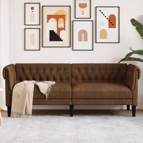 Sofá Chesterfield de 3 plazas tela marrón de , Sofás - Ref: Foro24-372564, Precio: 366,21 €, Descuento: %