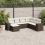 Juego de sofás de jardín 7 piezas con cojines ratán PE marrón de , Sofás modulares de exterior - Ref: Foro24-3221702, Precio:...