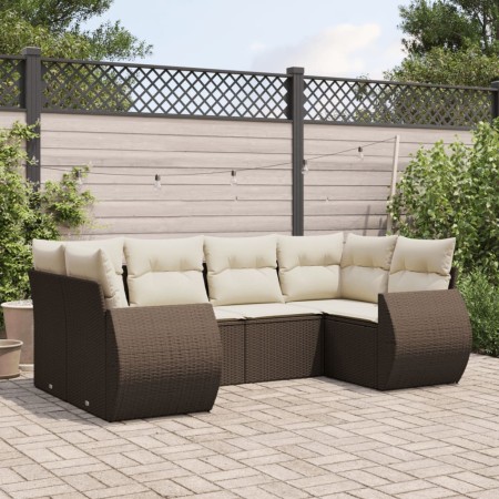 Set sofás de jardín 6 piezas y cojines ratán sintético marrón de , Sofás modulares de exterior - Ref: Foro24-3221782, Precio:...