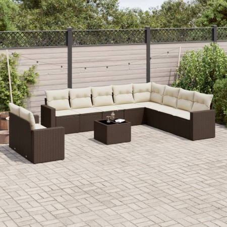 Set de sofás de jardín 11 pzas cojines ratán sintético marrón de , Conjuntos de jardín - Ref: Foro24-3217873, Precio: 695,65 ...