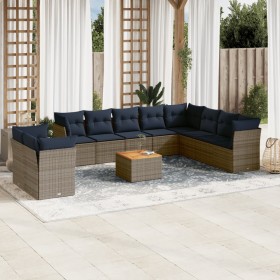 Set de sofás de jardín 11 pzas y cojines ratán sintético gris de , Conjuntos de jardín - Ref: Foro24-3256054, Precio: 812,37 ...