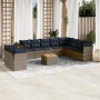 Set de sofás de jardín 11 pzas y cojines ratán sintético gris de , Conjuntos de jardín - Ref: Foro24-3256054, Precio: 812,37 ...