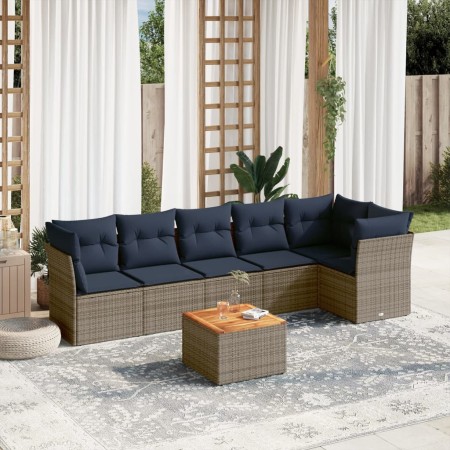 Set de sofás de jardín 7 pzas con cojines ratán sintético gris de , Conjuntos de jardín - Ref: Foro24-3255984, Precio: 512,23...