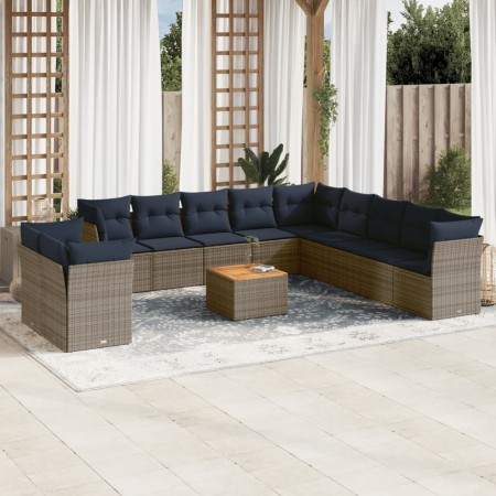 Set sofás de jardín con cojines 12 piezas ratán sintético gris de , Conjuntos de jardín - Ref: Foro24-3256061, Precio: 873,28...
