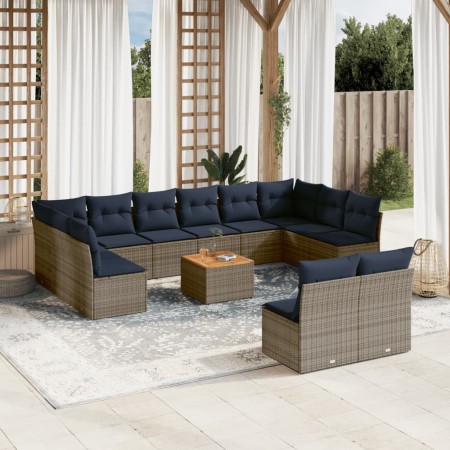 Set sofás de jardín con cojines 13 piezas ratán sintético gris de , Conjuntos de jardín - Ref: Foro24-3256229, Precio: 944,97...
