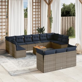 Set de sofás de jardín y cojines 14 pzas ratán sintético gris de , Conjuntos de jardín - Ref: Foro24-3256257, Precio: 1,00 €,...