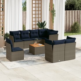 Set de sofás de jardín 9 pzas con cojines ratán sintético gris de , Conjuntos de jardín - Ref: Foro24-3256075, Precio: 684,48...
