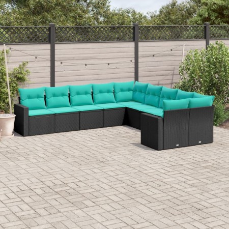 Set de sofás de jardín 10pzas con cojines ratán sintético negro de , Conjuntos de jardín - Ref: Foro24-3219497, Precio: 769,7...