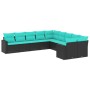 Set de sofás de jardín 10pzas con cojines ratán sintético negro de , Conjuntos de jardín - Ref: Foro24-3219497, Precio: 769,7...