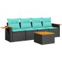 Set de sofás de jardín 5 pzas con cojines ratán sintético negro de , Conjuntos de jardín - Ref: Foro24-3226617, Precio: 383,9...