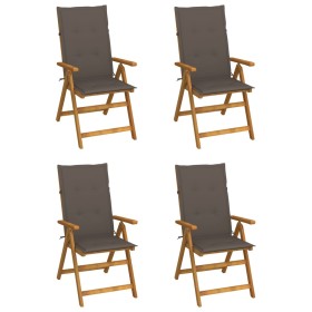Sillas de jardín reclinables 4 uds madera maciza acacia cojines de vidaXL, Sillas de jardín - Ref: Foro24-3065355, Precio: 32...