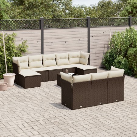 Set de sofás de jardín 11 pzas cojines ratán sintético marrón de , Conjuntos de jardín - Ref: Foro24-3218343, Precio: 657,71 ...