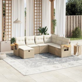 Set sofás de jardín 7 piezas y cojines ratán sintético beige en Conjuntos de jardín | Comprar online en Foru.es