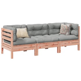 Set de sofás jardín 3 pzas con cojines madera abeto Douglas de , Conjuntos de jardín - Ref: Foro24-3299273, Precio: 276,59 €,...
