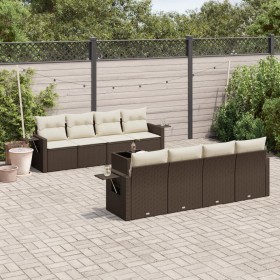 Set de sofás de jardín 9 pzas y cojines ratán sintético marrón de , Conjuntos de jardín - Ref: Foro24-3219952, Precio: 598,66...