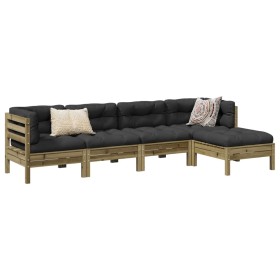 Set de sofás jardín 5 pzas con cojines madera pino impregnada de , Conjuntos de jardín - Ref: Foro24-3299395, Precio: 472,20 ...